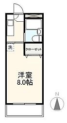 ヴィラ昭和町 1Kの間取図画像