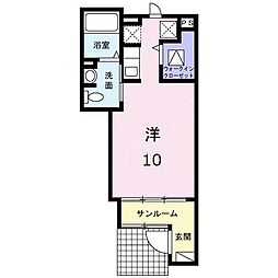 メゾン・ド・フルール2 ワンルームの間取図画像