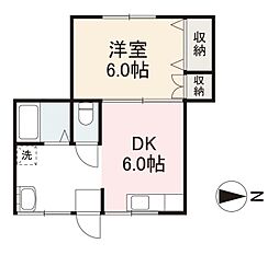栄光マンション 1DKの間取図画像