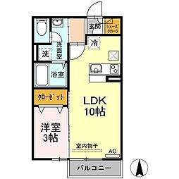 グランツ松島C 1LDKの間取図画像