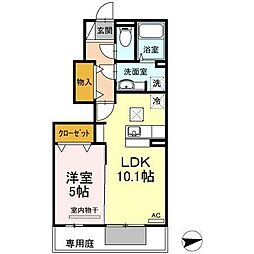 クオーレ・アロッジオ勅使 1LDKの間取図画像