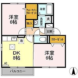 セジュール杉山A 2DKの間取図画像