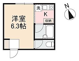コスモパル 1Kの間取図画像