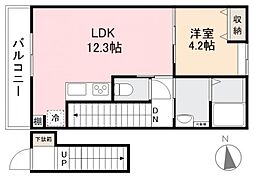 高松市元山町アパート 1LDKの間取図画像