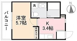 グランデ瀬戸 1Kの間取図画像
