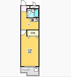 PAZU昌栄 1Kの間取図画像