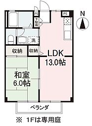 フォブール八栗 1LDKの間取図画像