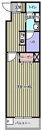 オーセンティック21 1Kの間取図画像