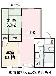 ハッピーエイトシティC 2LDKの間取図画像