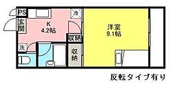 シーサイドホーム志度A棟 1Kの間取図画像
