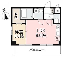 プレシャスタイム中央町ツインタワー南 1LDKの間取図画像