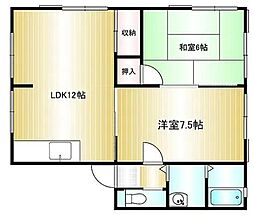 レトア伏石 2LDKの間取図画像