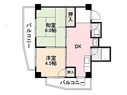 塚本マンション 2DKの間取図画像