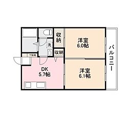 ネスティア太田 2DKの間取図画像