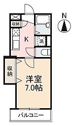 シルク林 1Kの間取図画像