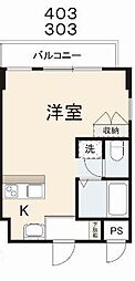 コリドールノール 1Kの間取図画像