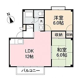 フォブール屋島B 2LDKの間取図画像