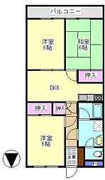 セゾンマンション 3DKの間取図画像