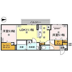 コンフォリア木太 2LDKの間取図画像