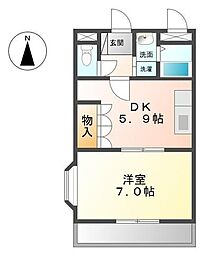 プランドール 1DKの間取図画像