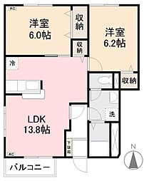 カルム21 2LDKの間取図画像