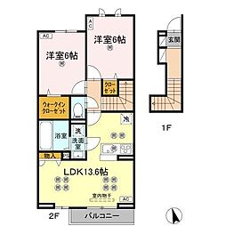 ローゼン太田 2LDKの間取図画像