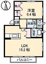 オレンジテラスA 1LDKの間取図画像