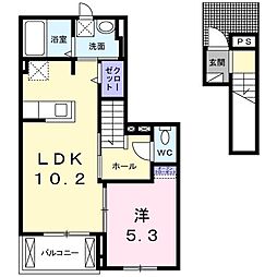 花梨2 1LDKの間取図画像