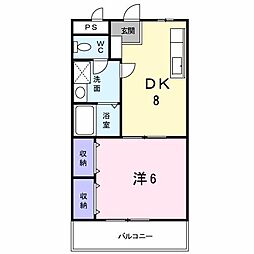 カンパーニュ塩上1 1DKの間取図画像