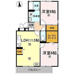 ロイヤルコート桜町E 2LDKの間取図画像