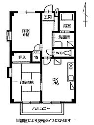 フォブール愛 2DKの間取図画像