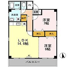 レインボーガーデン 2LDKの間取図画像