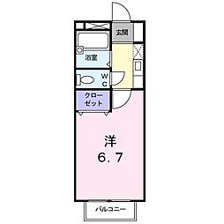 カーサ木太 1Kの間取図画像