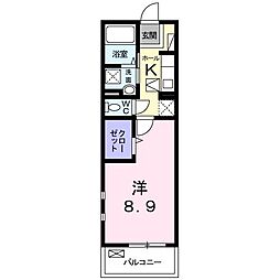 アルカディアN1 1Kの間取図画像
