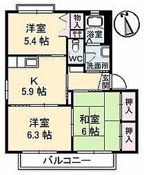 YMハイツC 3Kの間取図画像