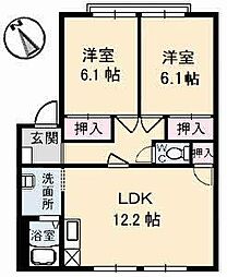 グリーングラスA棟 2LDKの間取図画像