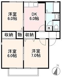 グリンピアハイツ花ノ宮B棟 3DKの間取図画像