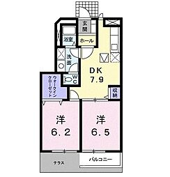 メゾンフルーレA 2DKの間取図画像