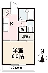 リーバハイツ伏石 1Kの間取図画像
