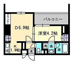 リアライズ瓦町 1DKの間取図画像