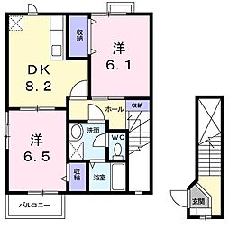 エスポワールA 2DKの間取図画像