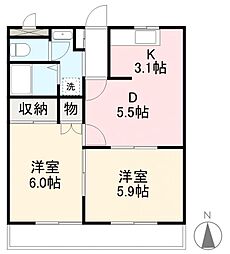 プリムローズ 2DKの間取図画像