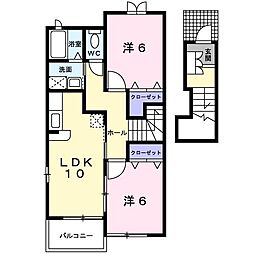 パストラル川部C 2LDKの間取図画像