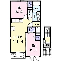 ポムドテールT2 2LDKの間取図画像