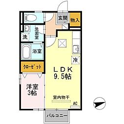 リビングタウン伏石A 1LDKの間取図画像