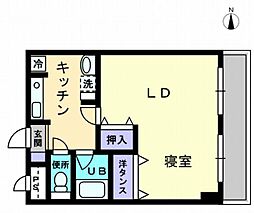 アルカディア西内町 1Kの間取図画像