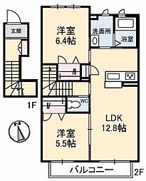シャーメゾンはなみずきA 2LDKの間取図画像