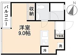 浜ノ町Bright ワンルームの間取図画像