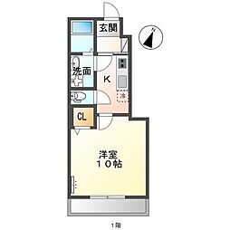 イニシオA 1Kの間取図画像