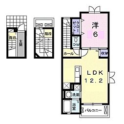 夢野ハイツ 1LDKの間取図画像